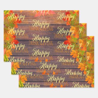 Fall Autumn Leaves On Barn Wood Happy Thanksgiving