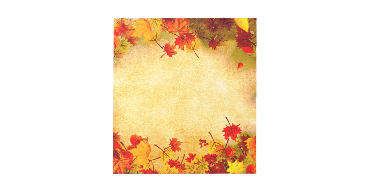 Fall Autumn Leaves on Old Paper Background Notepad | Zazzle.com