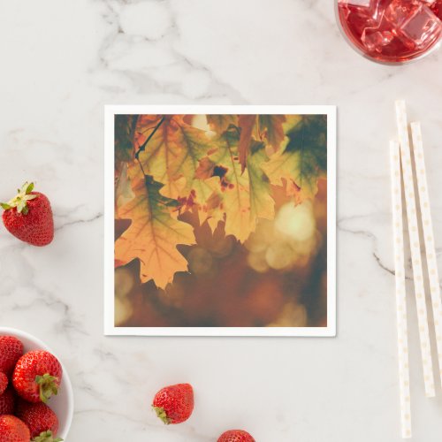 Fall Autumn Leaves Party Beverage Napkins