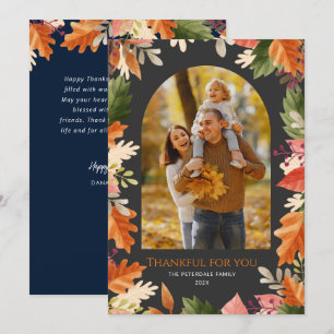Fall autumn leaves photo thanksgiving holiday card