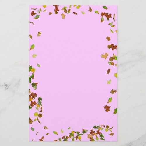 FALL  AUTUMN LEAVES Pink Stationery