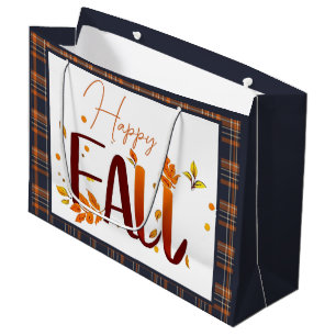 Fall/autumn/leaves/plaid Large Gift Bag