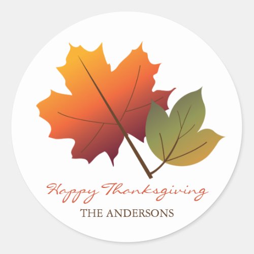 Fall Autumn Leaves Pop Tree Happy Thanksgiving Classic Round Sticker