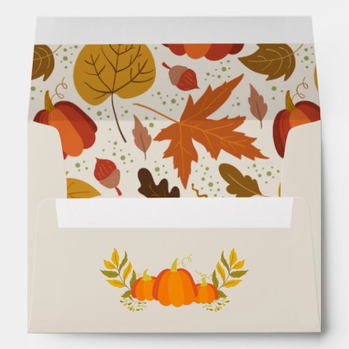 Fall Autumn Leaves Pumpkin Return Address Envelope