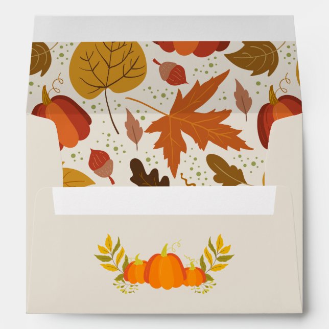 Fall Autumn Leaves Pumpkin Return Address Envelope (Back (Bottom))