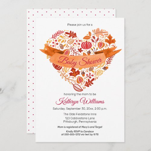 Fall  Autumn Leaves  Pumpkins Baby Shower Invita Invitation