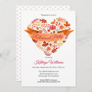 Fall   Autumn Leaves   Pumpkins Retirement Party Invitation