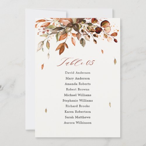 Fall Autumn Leaves Rustic Country Boho  Chart card