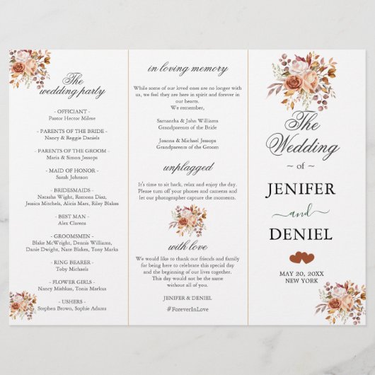 Fall Autumn Leaves Rustic Country Boho Wedding (Front)