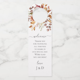 Fall Autumn Leaves Rustic Country Boho Wedding Bottle Hanger Tag