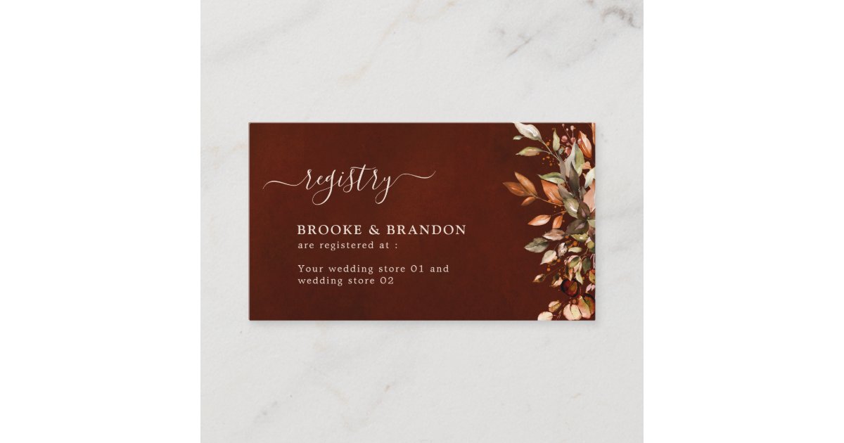 Fall Autumn Leaves Rustic Country Boho Wedding Enc Enclosure Card | Zazzle