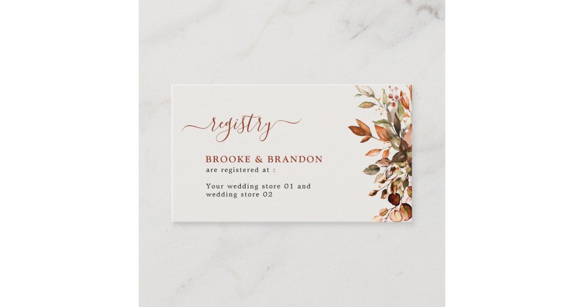Fall Autumn Leaves Rustic Country Boho Wedding Enclosure Card | Zazzle