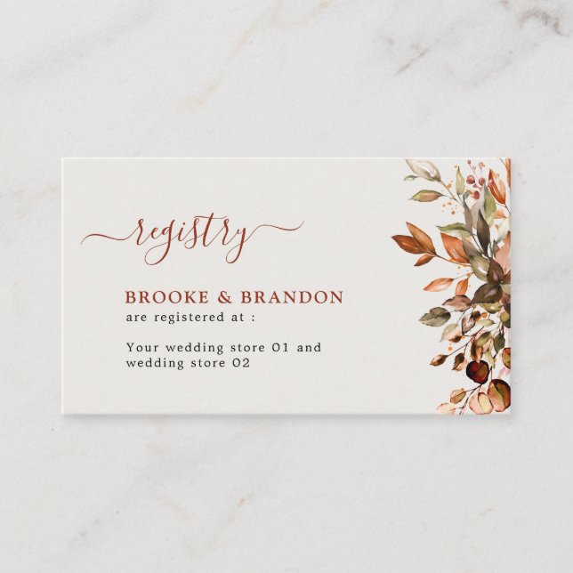 Fall Autumn Leaves Rustic Country Boho Wedding Enclosure Card (Front)