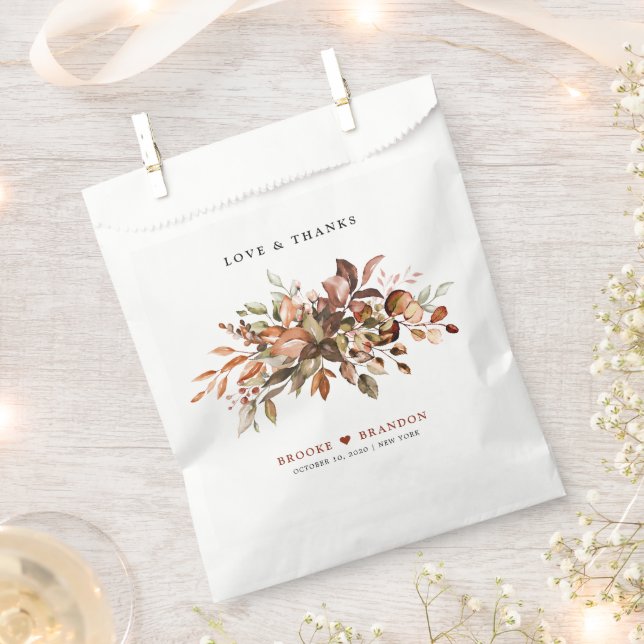 Fall Autumn Leaves Rustic Country Boho Wedding Favor Bag (Clipped)