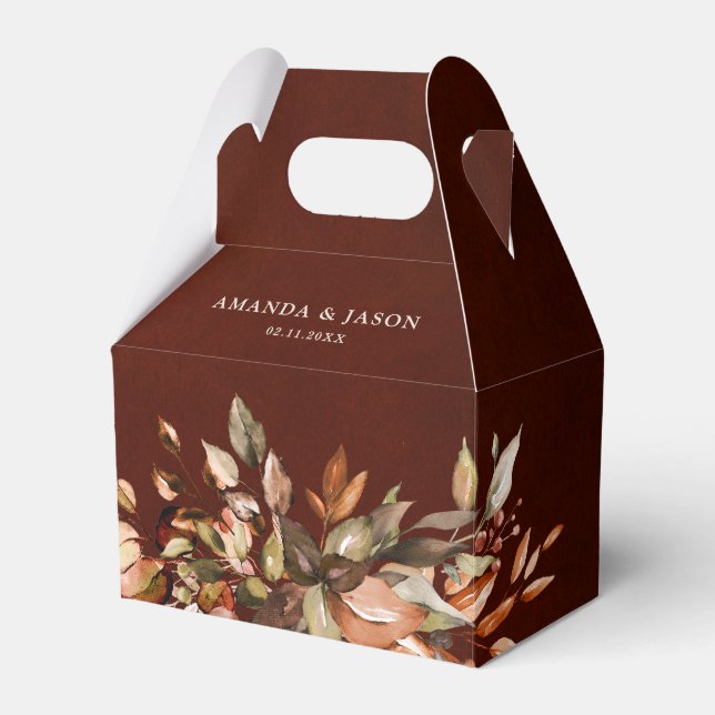 Fall Autumn Leaves Rustic Country Boho Wedding Favor Boxes (Front Side)