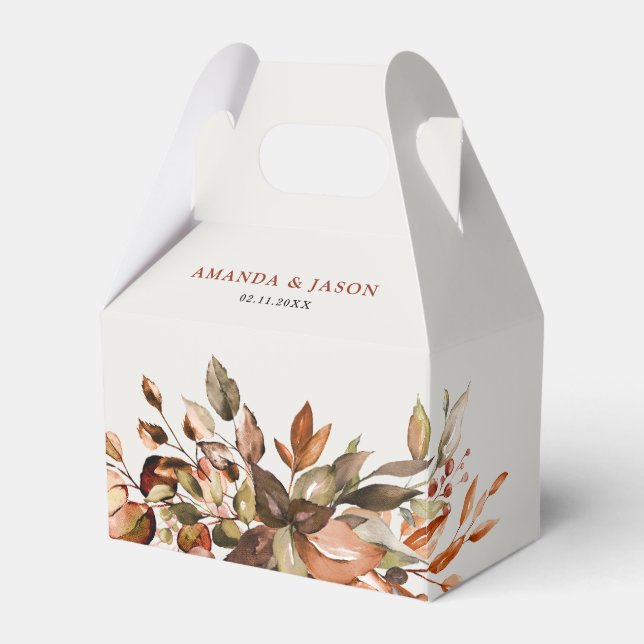 Fall Autumn Leaves Rustic Country Boho Wedding Favor Boxes (Front Side)