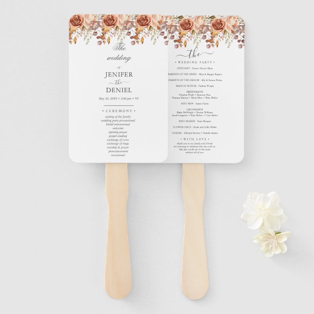 Fall Autumn Leaves Rustic Country Boho Wedding Hand Fan (Front and Back)