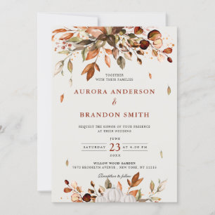 Fall Autumn Leaves Rustic Country Boho Wedding In Invitation