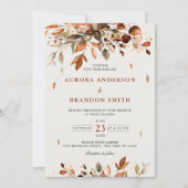 Fall Autumn Leaves Rustic Country Boho Wedding  In Invitation (Front)