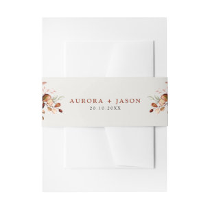 Fall Autumn Leaves Rustic Country Boho Wedding Invitation Belly Band