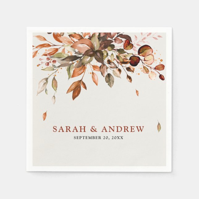 Fall Autumn Leaves Rustic Country Boho Wedding Napkins (Front)