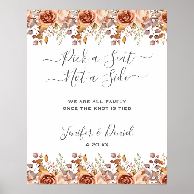Fall Autumn Leaves Rustic Country Boho Wedding Poster (Front)