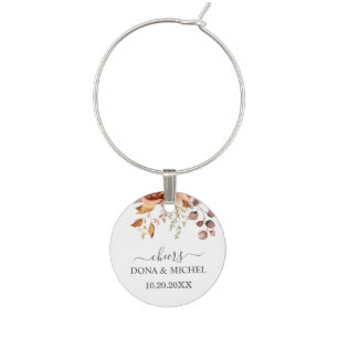 Fall Autumn Leaves Rustic Country Boho Wedding Wine Charm