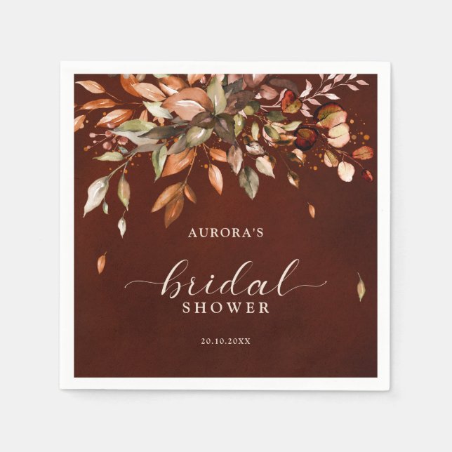 Fall Autumn Leaves Rustic Country Bridal Shower Napkins (Front)