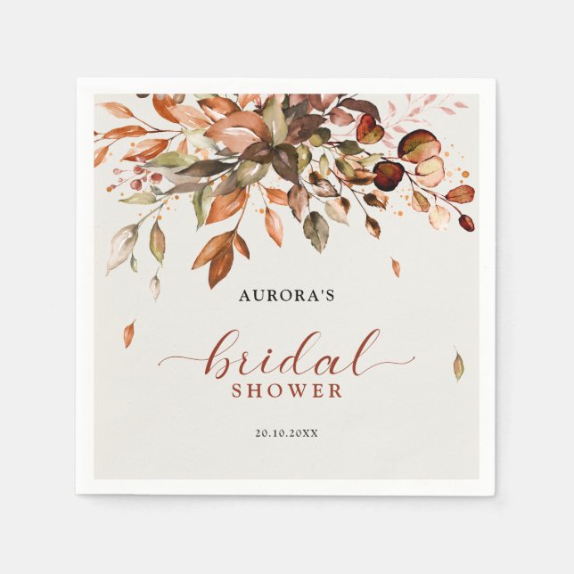 Fall Autumn Leaves Rustic Country Bridal Shower Napkins (Front)