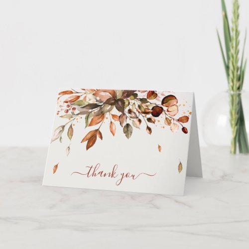 Fall Autumn Leaves Rustic Country Bridal Shower Thank You Card