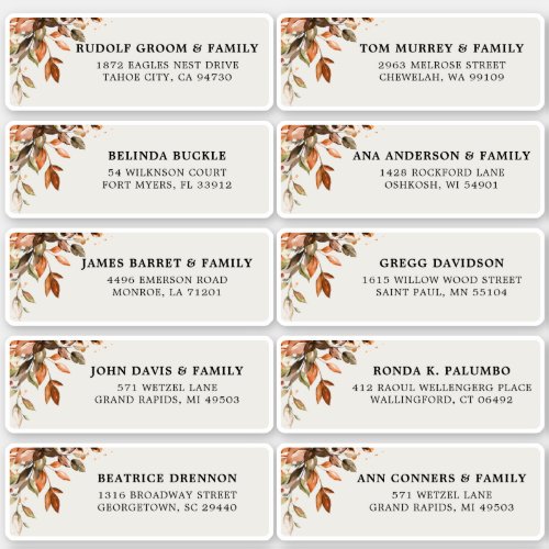 Fall Autumn Leaves Rustic Country Guest Address Sticker