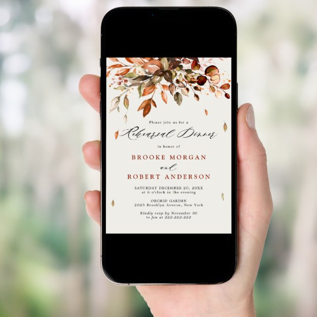 Fall Autumn Leaves Rustic Country Rehearsal Dinner Invitation (Front Digital)