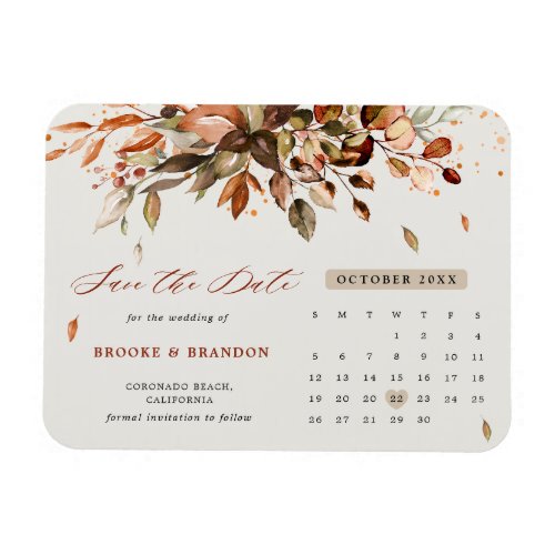 Fall Autumn Leaves Rustic Country Save the Date Magnet