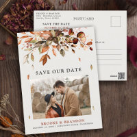Fall Autumn Leaves Rustic Country Save the Date