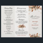 Fall Autumn Leaves Rustic Country Wedding Program<br><div class="desc">Elegant rustic country fall wedding program featuring brown,  red,  orange,  green eucalyptus leaves. Please contact me for any help in customization or if you need any other product with this design.</div>