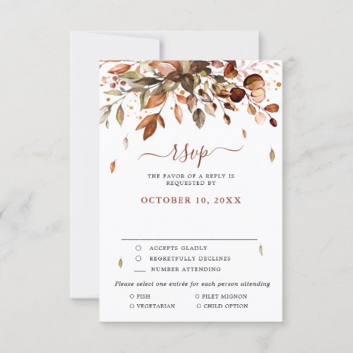 Fall Autumn Leaves Rustic Country Wedding RSVP Car