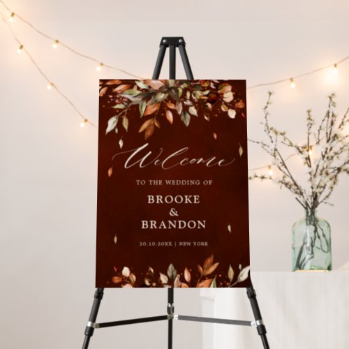 Fall Autumn Leaves Rustic Country Wedding Welcome  Foam Board