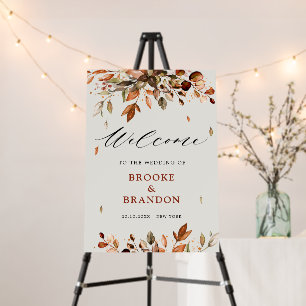 Fall Autumn Leaves Rustic Country Wedding Welcome  Foam Board