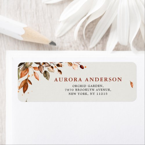 Fall Autumn Leaves Rustic  Wedding Return Address Label