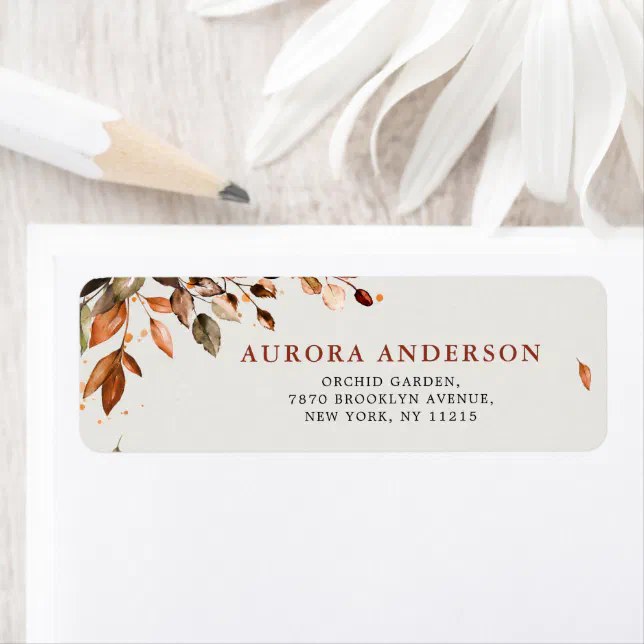 Fall Autumn Leaves Rustic Wedding Return Address Label | Zazzle