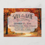 Fall Autumn Leaves Rustic Wedding Save The Date Announcement Postcard at Zazzle