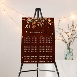 Fall Autumn Leaves Rustic  Wedding Seating chart Foam Board