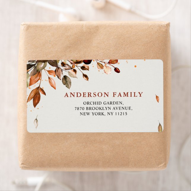 Fall Autumn Leaves Rustic  Wedding Shipping Label (Insitu)
