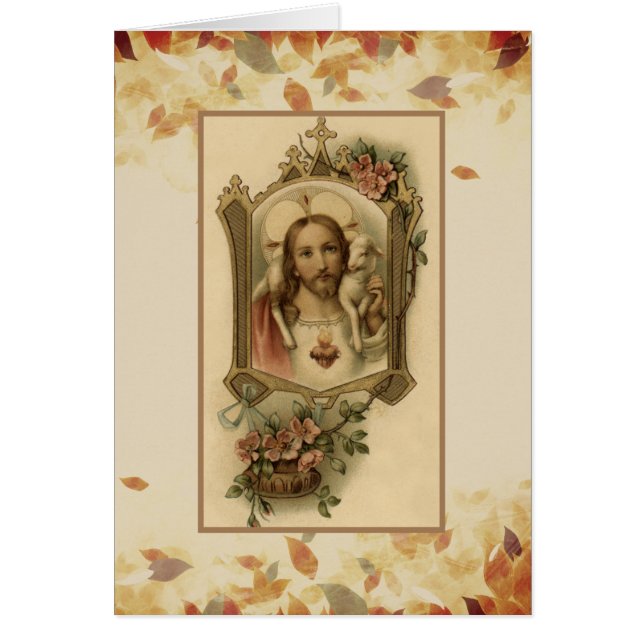 Fall Autumn Leaves Sacred Heart of Jesus (Front)