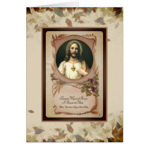 Fall Autumn Leaves Sacred Heart of Jesus Cards