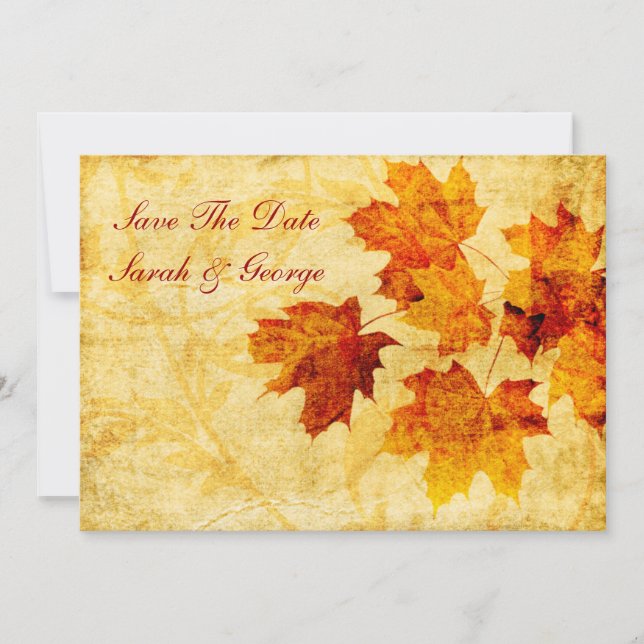 fall autumn  leaves save the date announcement (Front)
