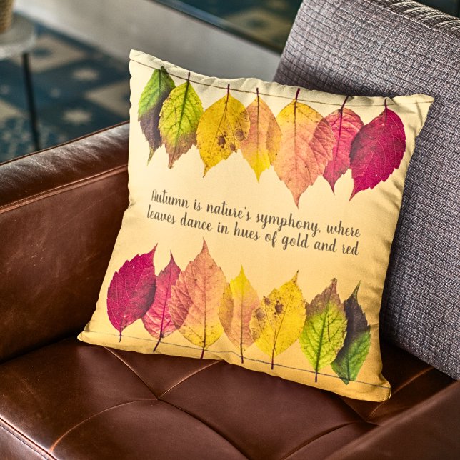 Fall Autumn Leaves Symphony Yellow Brown Red Throw Pillow (Creator Uploaded)