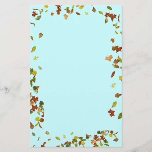 FALL  AUTUMN LEAVESTeal Blue Stationery