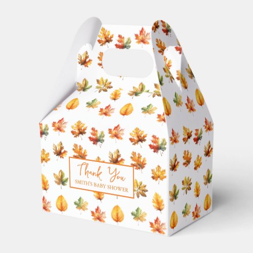Fall Autumn Leaves Thank You Baby Shower Favor Boxes