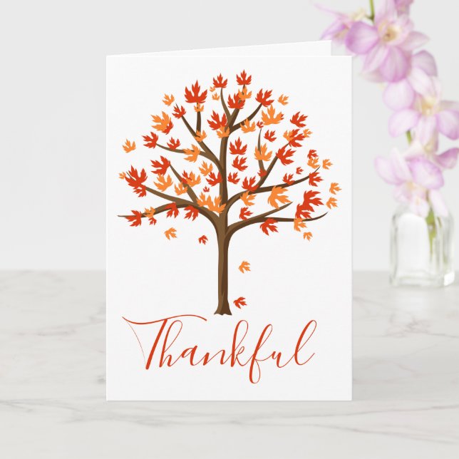 Fall Autumn Leaves Thanksgiving Centerpieces Card (Orchid)